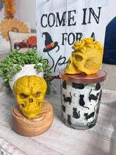 Load image into Gallery viewer, Beeswax Pumpkin Skull Candle