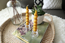 Load image into Gallery viewer, Beeswax Set of two spiral taper candles