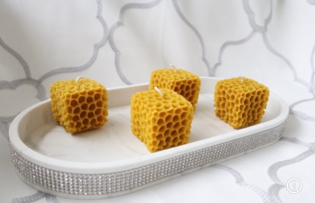 Beeswax Honeycomb Cube Candle – Sweet Cindy's Honey