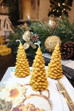 Load image into Gallery viewer, Beeswax Small 2x4 Pine Tree Candle
